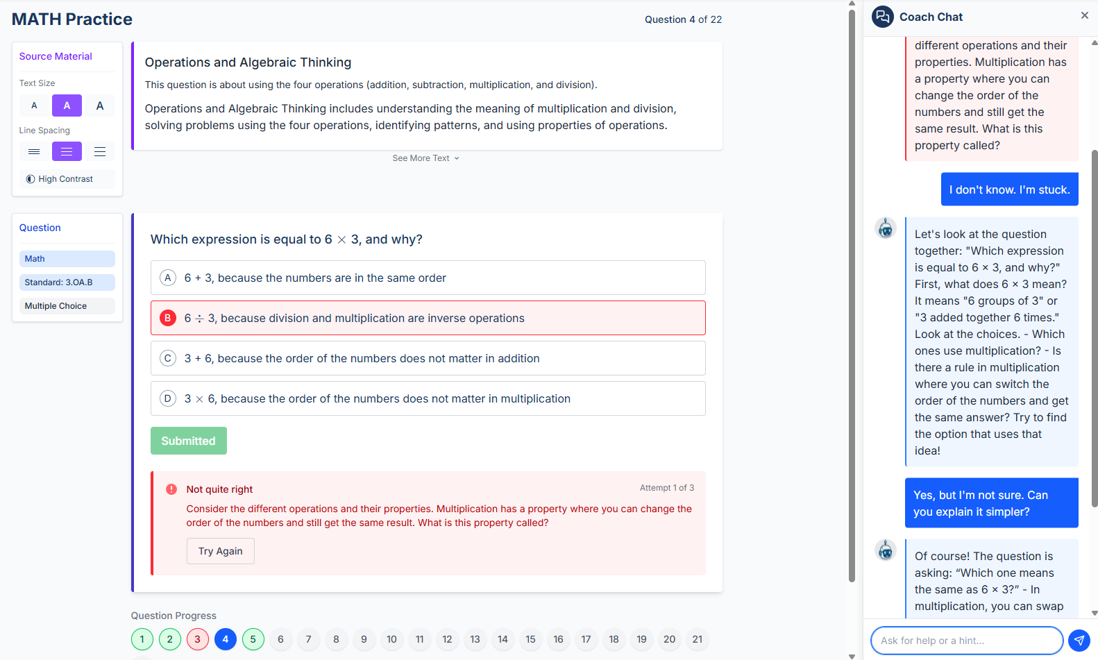 Standards-aligned practice and assessment inside Instructron